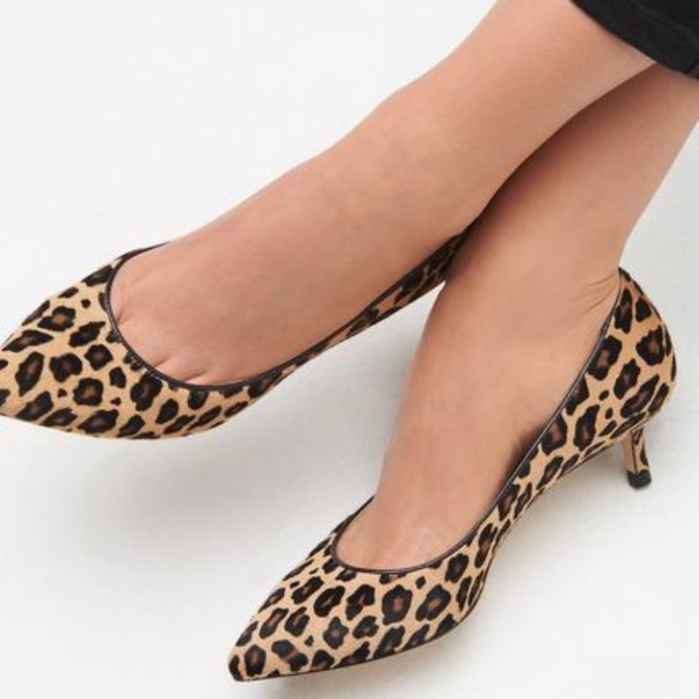 NWT J Crew Leopard Calf Hair Kitten Heel Size 9